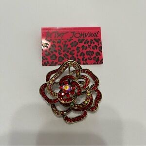 Betsey Johnson Red Rose Brooch NWT